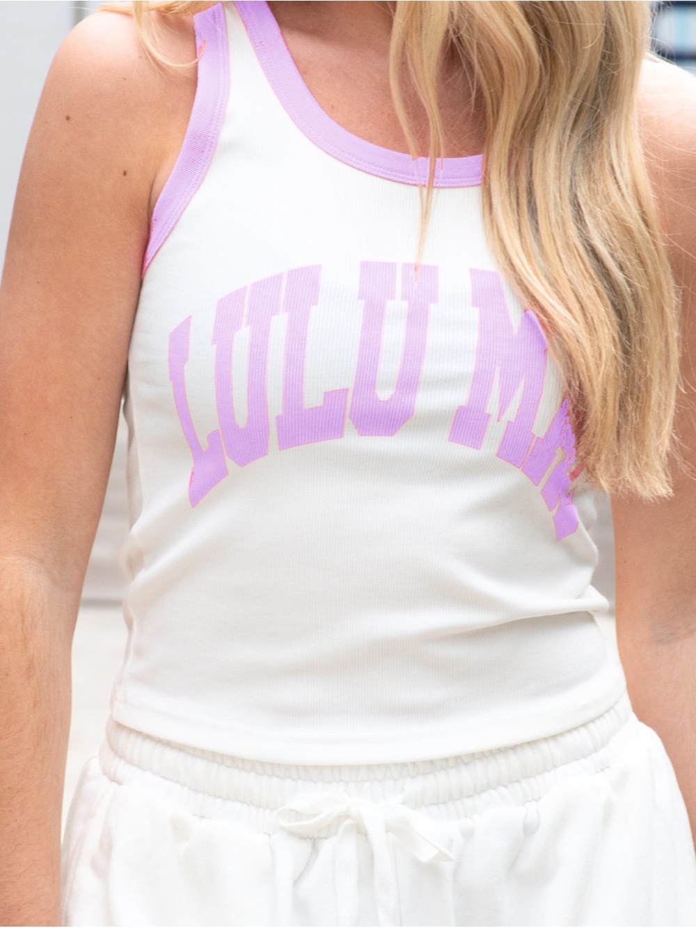 Lulu Mac Lavender Lettering Tank Top